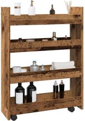 vidaXL 4 szintes antik fa színű szerelt fa keskeny tárolókocsi (855266)