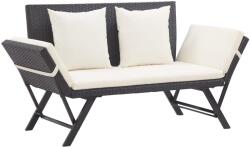 vidaXL fekete polyrattan kerti pad párnával 176 cm (317181)