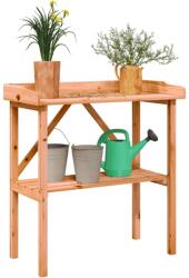 vidaXL barna tömör fenyőfa növénytartó asztal polccal 78x38x82, 5 cm (156350)