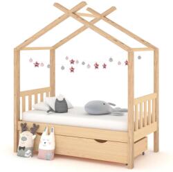 vidaXL fiókos tömör fenyőfa gyerekágykeret 70 x 140 cm (322145)