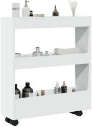 vidaXL keskeny, 3 szintes, fehér, rétegelt fa tárolókocsi (855241)