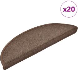 vidaXL 20 db-os lépcsőszőnyegek 56 x 17 x 3 cm kávébarna félkör alakú (3365785)
