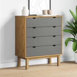 vidaXL OTTA barna-szürke tömör fenyőfa éjjeliszekrény 76, 5x39, 5x90 cm (348583)