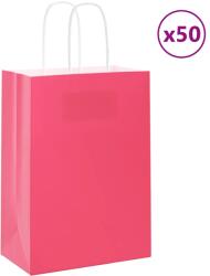 vidaXL 50 db rózsaszín papírzacskók fogantyúkkal 15x8x21 cm (4101655)