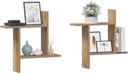 vidaXL 2 db kézműves tölgy színű szerelt fa fali polc 50 x 12 x 50 cm (853262)