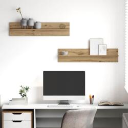 vidaXL Falpolc polcokkal 2 pcs Artisan tölgy 80 x 11, 5 x 18 cm Faanyag (875189)