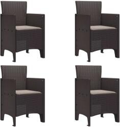vidaXL Kerti Szék párnával 4 pcs Barna 53 x 49 x 85 cm Polipropilén (847474)