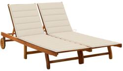 vidaXL 2 személyes tömör akácfa kerti napozóágy párnával (3061376)