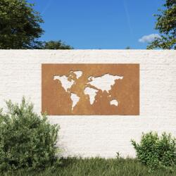 vidaXL világtérkép mintás corten acél kerti faldísz 105 x 55 cm (824498)