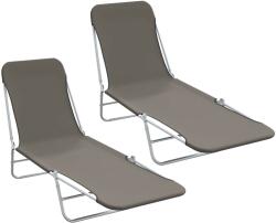 vidaXL 2 db szürke összecsukható acél és szövet napozóágy (44302)