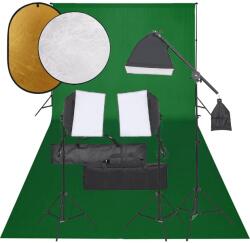 vidaXL fotóstúdió-felszerelés lámpákkal, háttérrel és reflektorral (3094694)