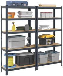 vidaXL 2 db 5-szintes antracitszürke acél és szerelt fa tárolópolc (4016952)