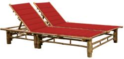 vidaXL kétszemélyes bambusz napozóágy párnákkal (3063951)