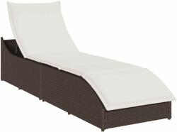 vidaXL összecsukható napozóágy párnával és tárolóval barna polyrattan (4104221)