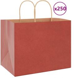 vidaXL 250 db piros papírzacskók fogantyúkkal 32x22x24 cm (4101763)