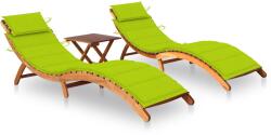vidaXL 2 db tömör akácfa napozóágy párnákkal (3077387)