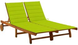 vidaXL 2 személyes tömör akácfa kerti napozóágy párnával (3061385)