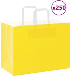 vidaXL 250 db sárga papírzacskók fogantyúkkal 32x17x25 cm (4102013)