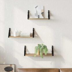vidaXL Falpolc Falra szerelhető tárolóval 3 pcs Füstös tölgy (869097)