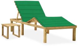 vidaXL impregnált fenyőfa kerti napozóágy asztallal és párnával (3065869)