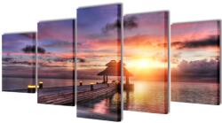 vidaXL Nyomtatott vászon falikép szett tengerpart pavilonnal 200 x 100 cm (241567)