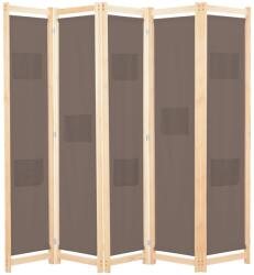 vidaXL barna 5-paneles szövetparaván 200 x 170 x 4 cm (248181)