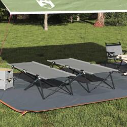 vidaXL Összecsukható Kemping Ágy 2 pcs Szürke 206 x 76 x 74 cm (42003171)