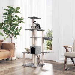 vidaXL világosszürke macskabútor szizál kaparófákkal 142 cm (171592)
