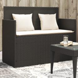 vidaXL fekete polyrattan kerti pad párnával (365760)