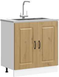 vidaXL Mosogató sljzat szekrény Kalmar kézműves tölgy 80x46x81, 5 cm (853456)