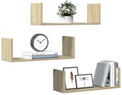 vidaXL 3 db sonoma tölgy színű szerelt fa fali polc 58 x 18 x 18 cm (853283)