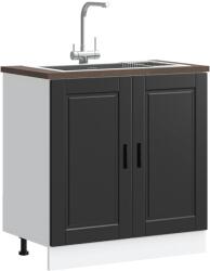 vidaXL mosdóaljzatos szekrény "Porto" Fekete 80x46x81, 5 cm Műanyag fa (853928)