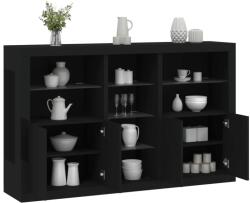 vidaXL fekete tálalószekrény LED-világítással 162 x 37 x 100 cm (3209171)