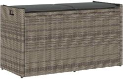 vidaXL szürke polyrattan kültéri tárolópad párnával 100 cm (4104062)