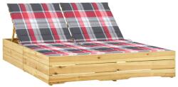 vidaXL impregnált fenyőfa kétszemélyes napozóágy párnákkal (3065982)