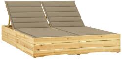 vidaXL impregnált fenyőfa kétszemélyes napozóágy bézs párnákkal (3065972)