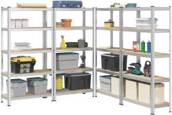 vidaXL 5 rétegű tárolópolcok 4 db ezüst acél és mérnöki fa (3307591)