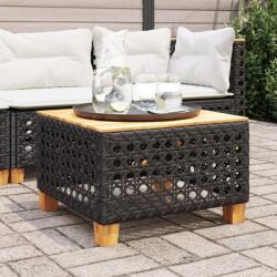 vidaXL fekete polyrattan és akácfa kerti asztal 55 x 55 x 36 cm (365929)