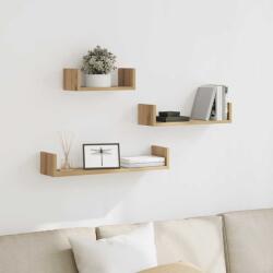 vidaXL 3 db kézműves tölgy színű szerelt fa fali polc (855793)