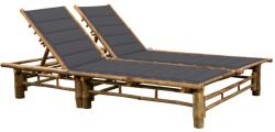 vidaXL kétszemélyes bambusz napozóágy párnákkal (3063945)