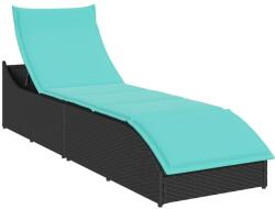 vidaXL fekete polyrattan összecsukható napozóágy párnával és tárolóval (4104228)