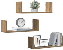vidaXL 3 db kézműves tölgy színű szerelt fa fali polc 58 x 18 x 18 cm (853289)