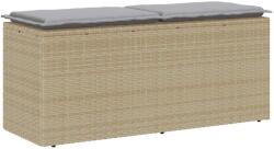vidaXL bézs polyrattan kerti pad párnával 110x40x44 cm (4104148)