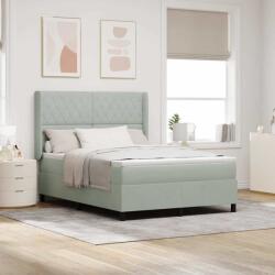 vidaXL Boxrugós ágy fejtámlával Világosszürke 140 x 200 cm Bársony (3343814)