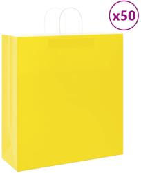 vidaXL 50 db sárga papírzacskók fogantyúkkal 45x17x48 cm (4101779)