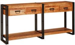 vidaXL Konzolasztalok 2 pcs Barna 161 x 33 x 75 cm Tömör Akácfa (3324224)