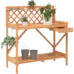 vidaXL barna tömör fenyőfa rácsos ültetőpad (368429)