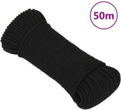 vidaXL fekete poliészter munkakötél 3 mm 50 m (152798)