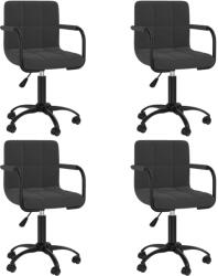 vidaXL 4 db fekete bársony forgó étkezőszék (3088009)