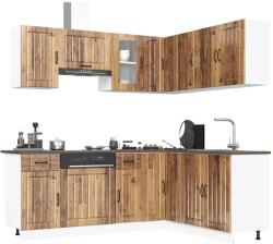 vidaXL 11 darabos konyhaszekrény készlet régi fából készült műfa (3314949)